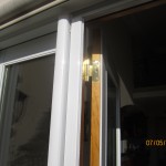 Exterior View of Dissappearing Screen Doors Housing and Pull Bar