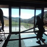 Installation Motorized Power Screens front view bi-folding doors | Santa Barbara Motorized Power Screens