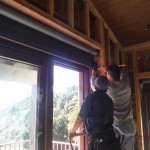 Installation Motorized Power Screens front view bi-folding windows in Santa Barbara in 2nd floor