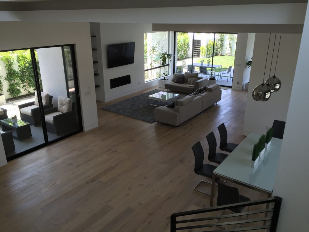 Sherman Oaks Installation extruded aluminum Bronze Screen Door in Living Room